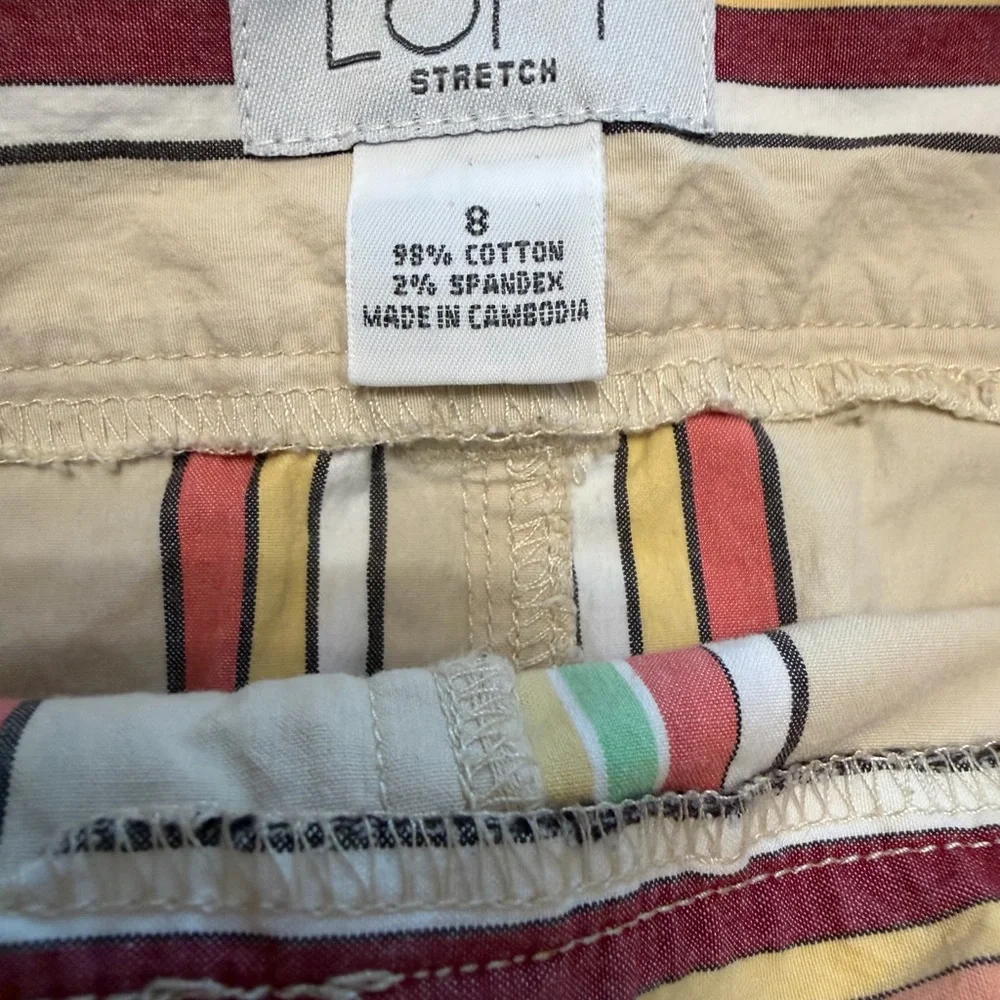 Retro LOFT Colorful Striped Stretch Mini Skirt Size 8